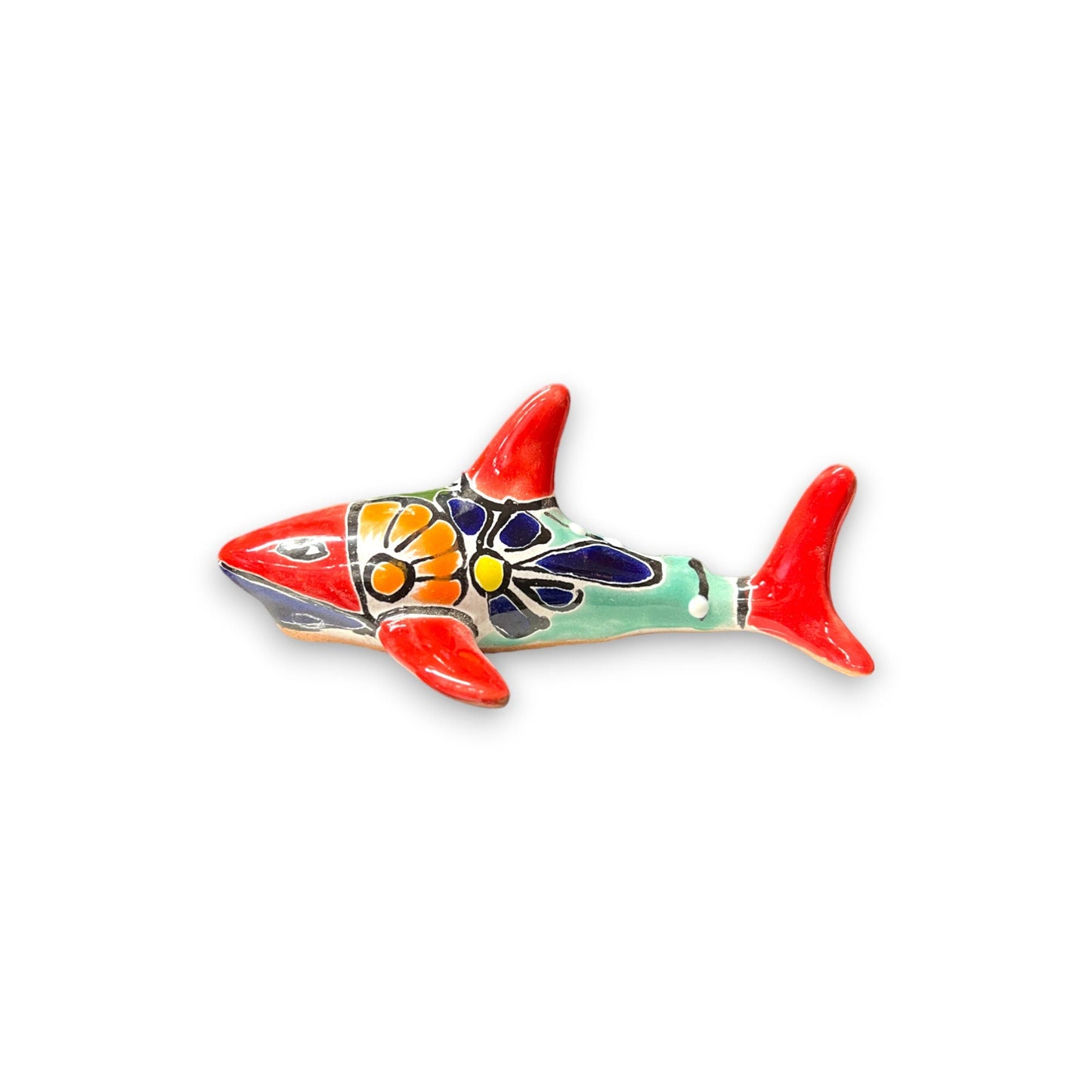 Vibrant Talavera Shark Figurine | Colorful Handcrafted Mexican Animal Pottery (Small)