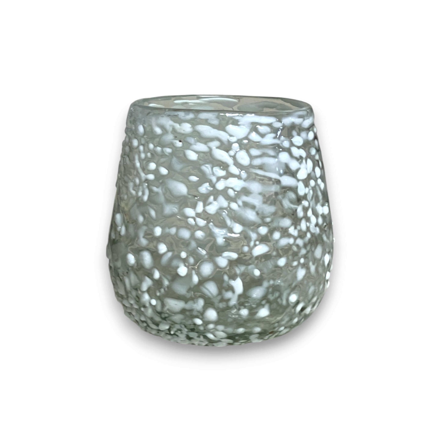 White Pebbled Wine Glass | Hand-Blown Mexican Stemless Glassware - handcrafted frosted white pebbled design, lead-free glass from Guanajuato, Mexico