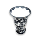 XL Black Talavera Planter | Hand-Painted Pedestal Flower Pot - extra large hand-painted black and white Talavera pedestal planter from Guanajuato, kiln-fired glaze