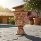 XL Brown & White Talavera Pedestal Planter - lifestyle product view 2