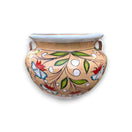 XL Talavera Flower Pot | White & Tan Floral Design - hand-painted extra large Talavera pot from Guanajuato with white & tan floral motif