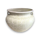 XL Talavera Flower Pot | White Handcrafted Mexican Planter - large handcrafted matte white ceramic planter with floral carvings
